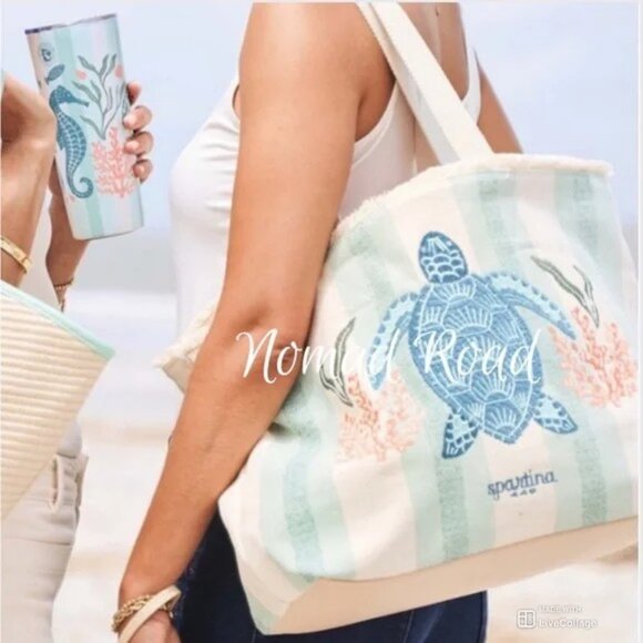 New Spartina 449 Sea Turtle Beach Tote NWT - Picture 3 of 3